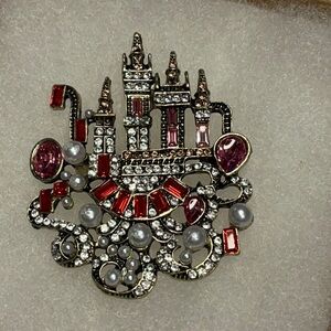 Fairytale Castle Rhinestone Brooch ~ Statement Jewelry